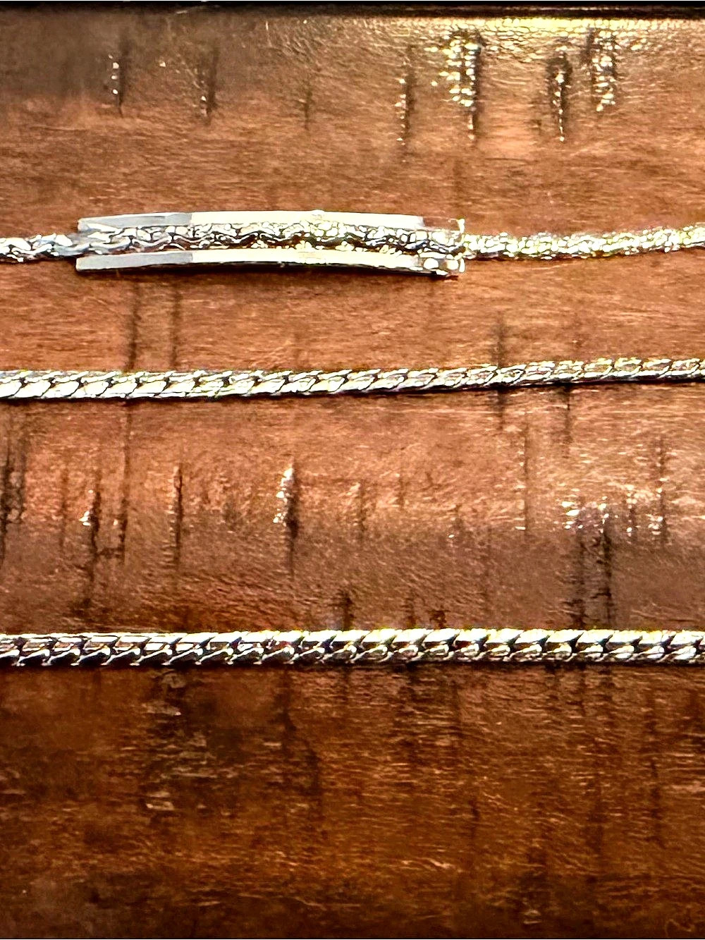 Vintage Silver Tone Matching ID Bar Bracelet & Chain Necklace Set | Classic Jewe